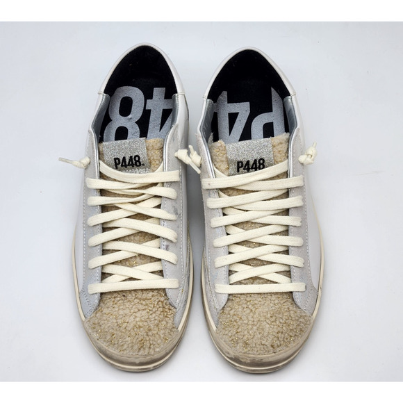 P448 JOHN SNEAKERS LEATHER TEXTILE LAMA MIXED MEDIA SZ US 7.5 EU 38 - Picture 5 of 11